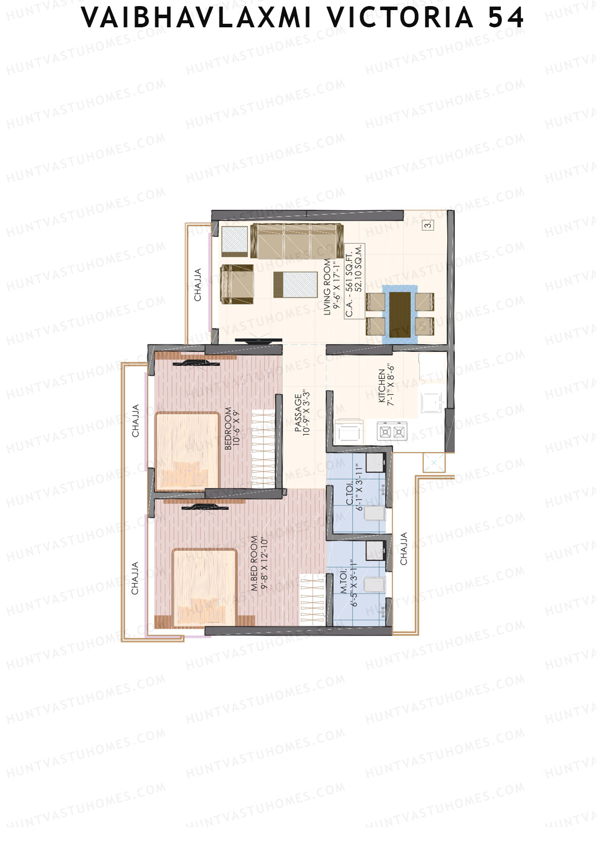 VaibhavLaxmi Victoria 54 Tower 1 Unit 3 Floor Plan