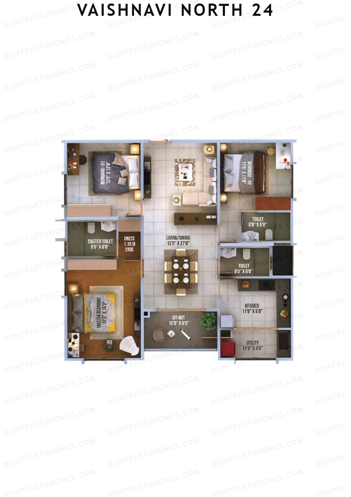 Vaishnavi North 24 Avalon 1 Unit 7 (Type 5) Floor Plan