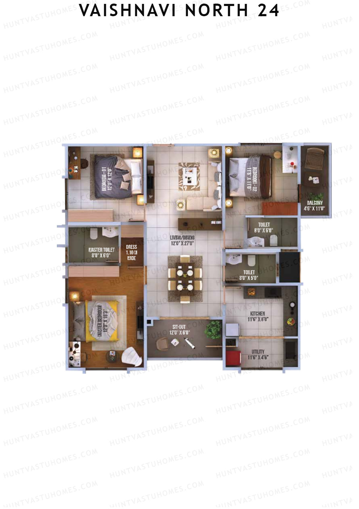 Vaishnavi North 24 Belmont 1 Unit 4 (Type 7) Floor Plan