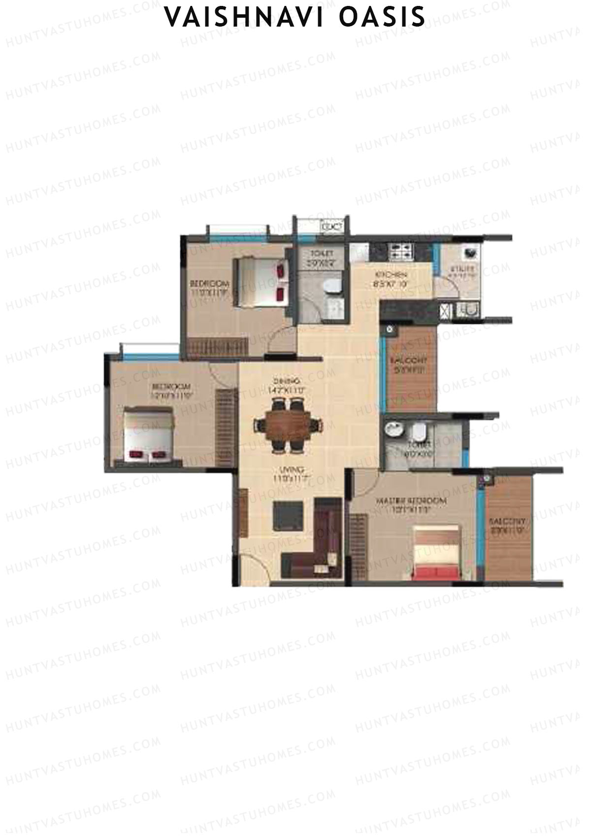 Vaishnavi Oasis Tower B Unit 3 Floor Plan