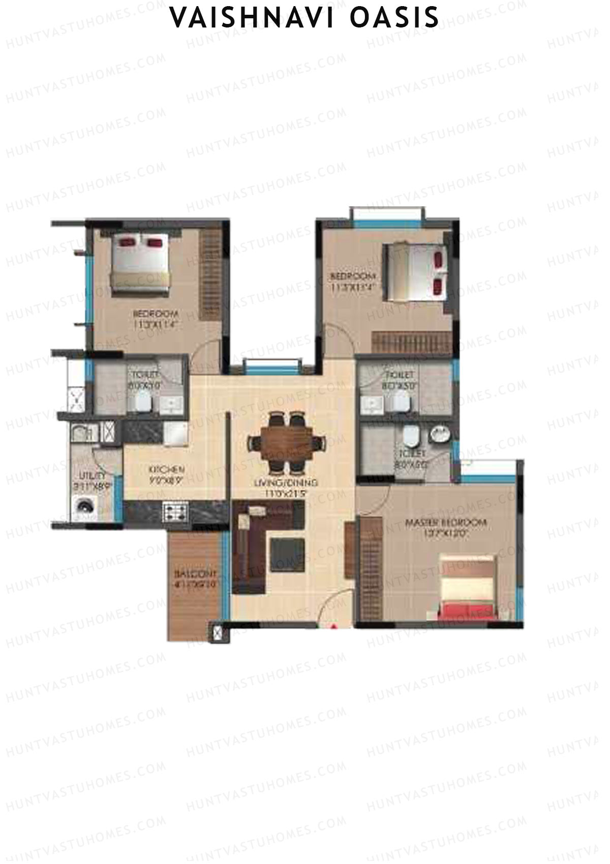 Vaishnavi Oasis Tower C Unit 1 Floor Plan