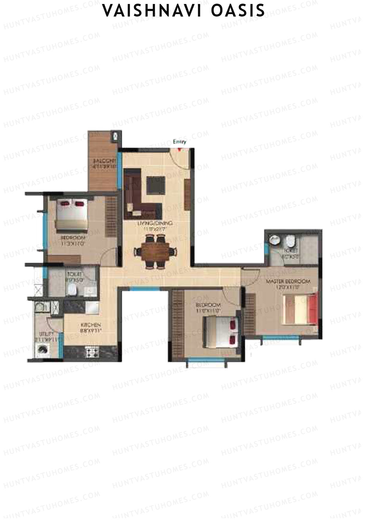Vaishnavi Oasis Tower C Unit 4 Floor Plan
