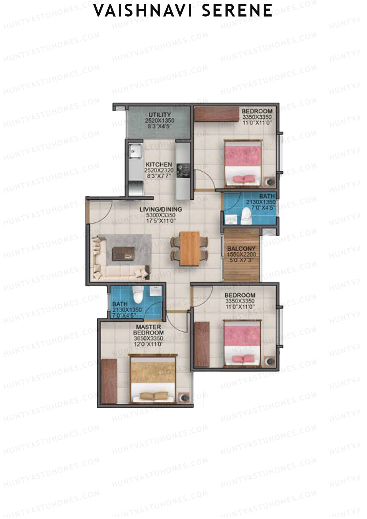 Vaishnavi Serene Basil Unit 8 (Type 4) Floor Plan