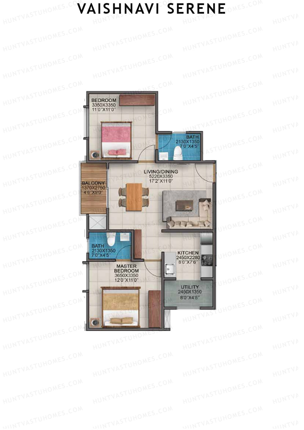 Vaishnavi Serene cypress wing B Unit 9 (Type 7) Floor Plan