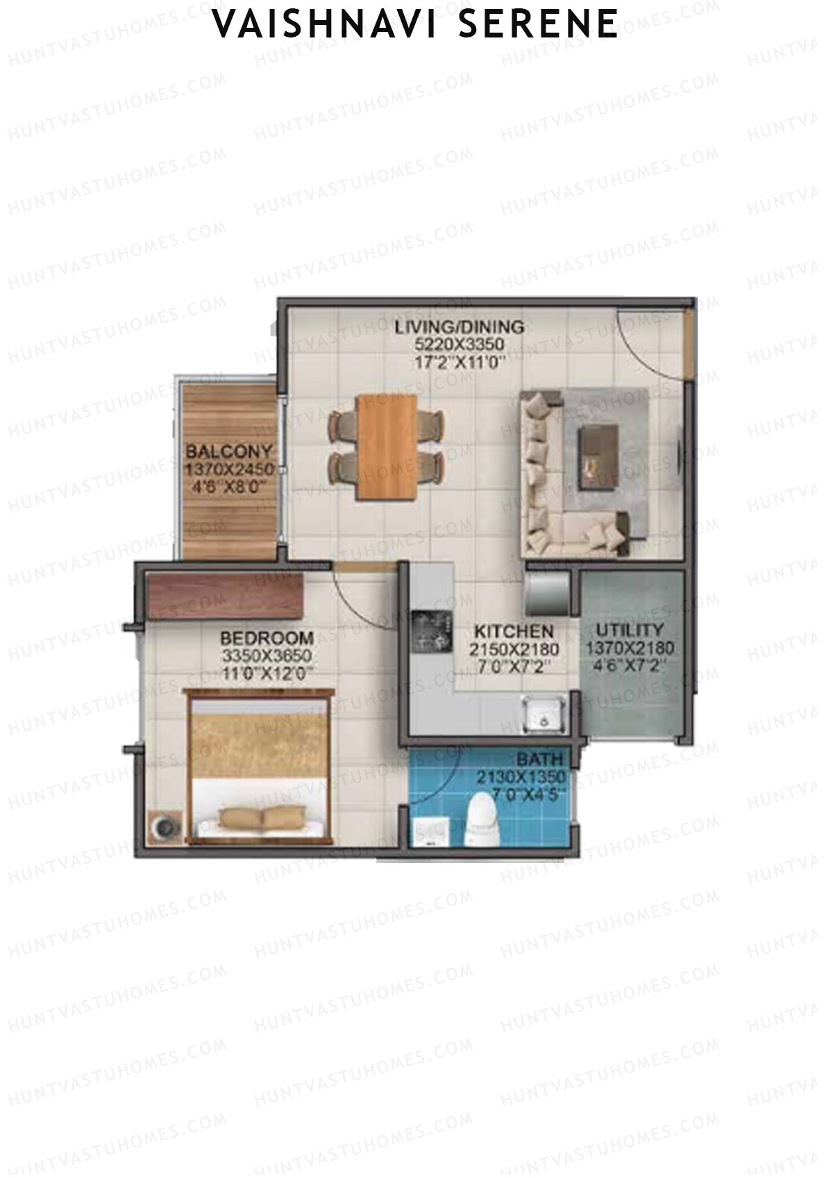 Vaishnavi Serene Geranium wing B Unit 11 (Type 11) Floor Plan