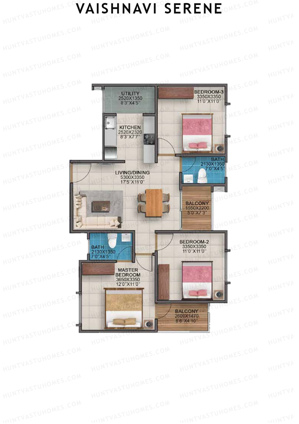 Vaishnavi Serene Geranium wing B Unit 3 (Type 5) Floor Plan