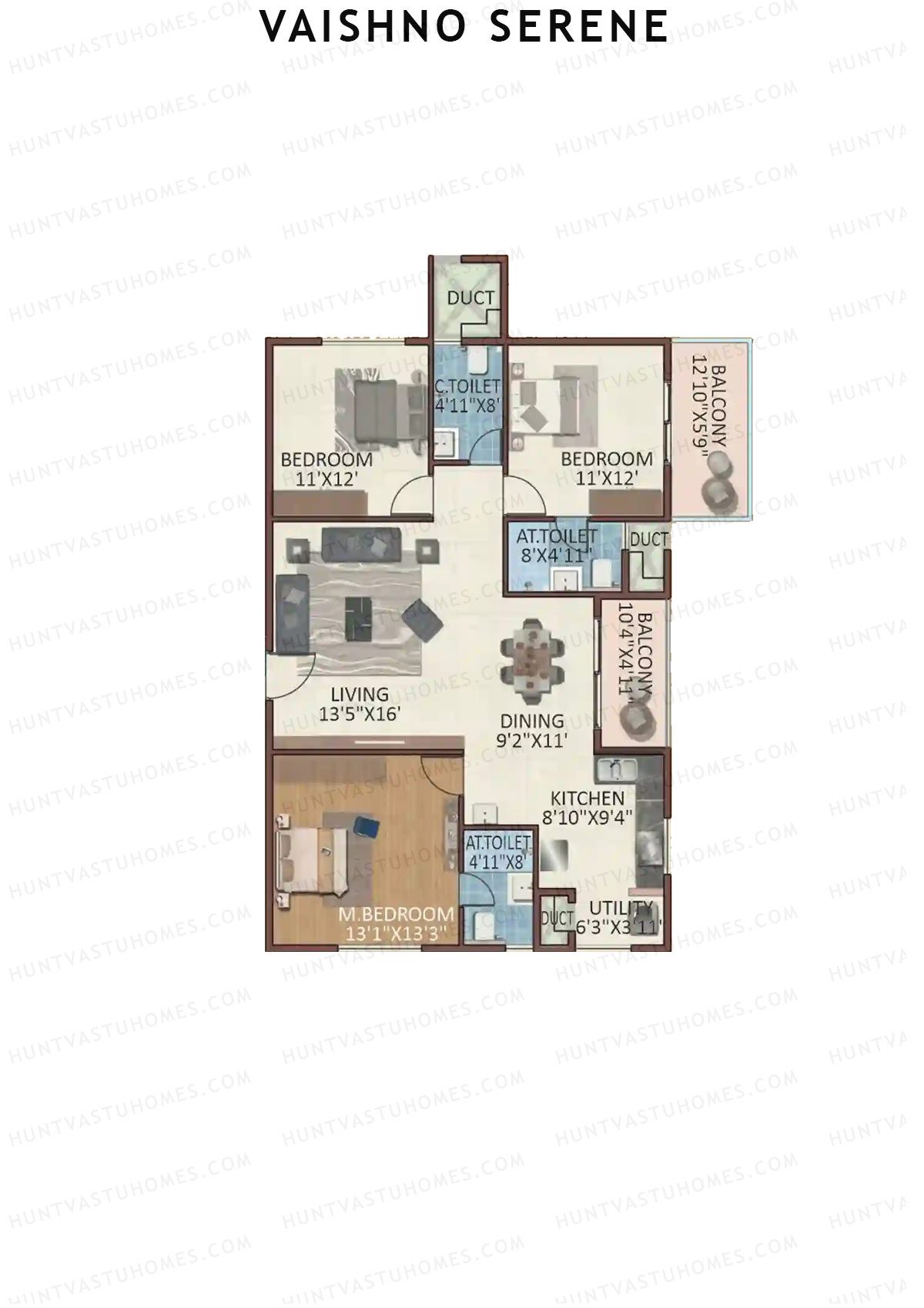 Vaishno Serene Block B Unit 2 Floor Plan
