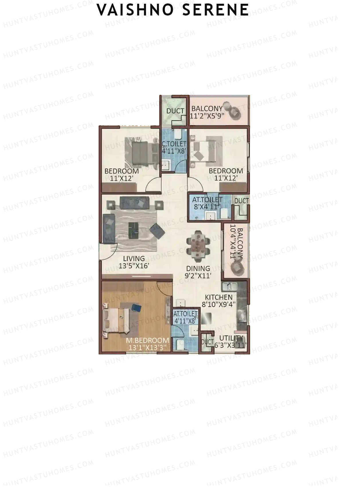Vaishno Serene Block C Unit 2 Floor Plan