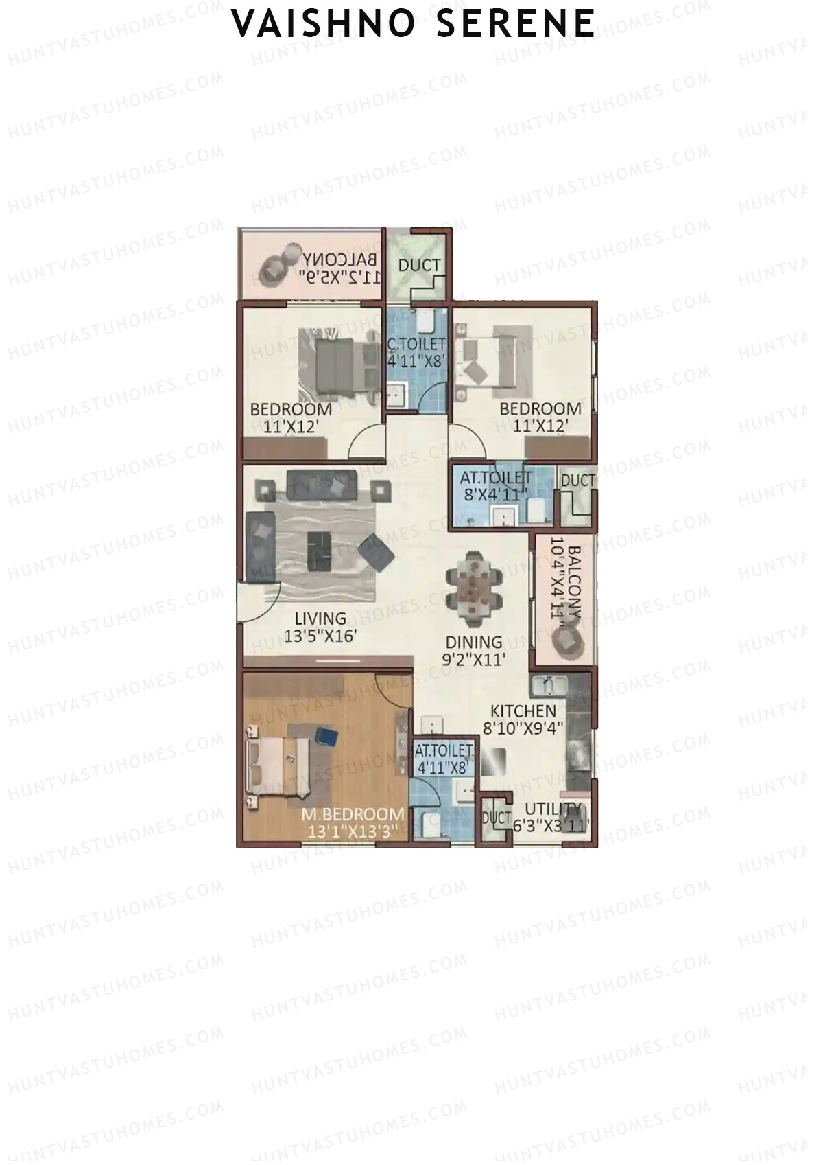 Vaishno Serene Block C Unit 2 Floor Plan