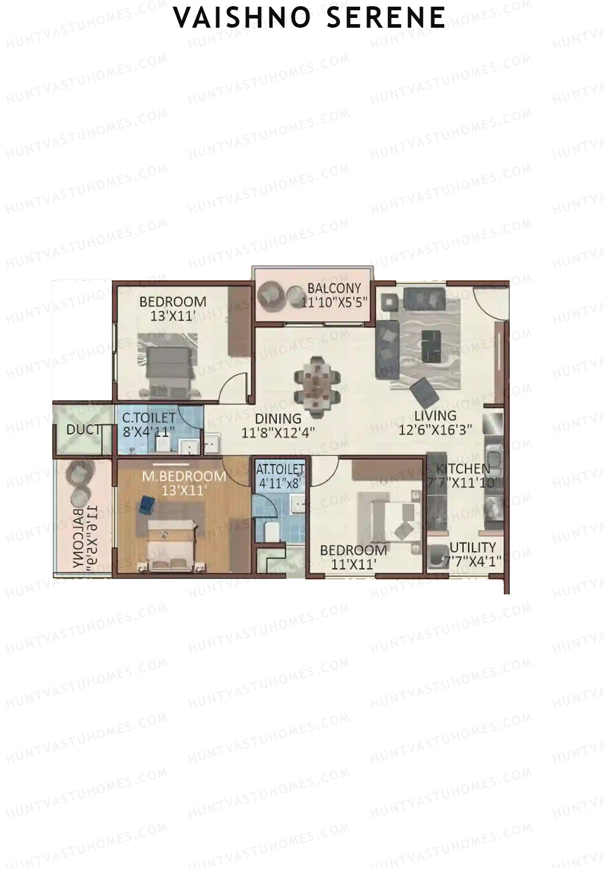 Vaishno Serene Block C Unit 3 Floor Plan
