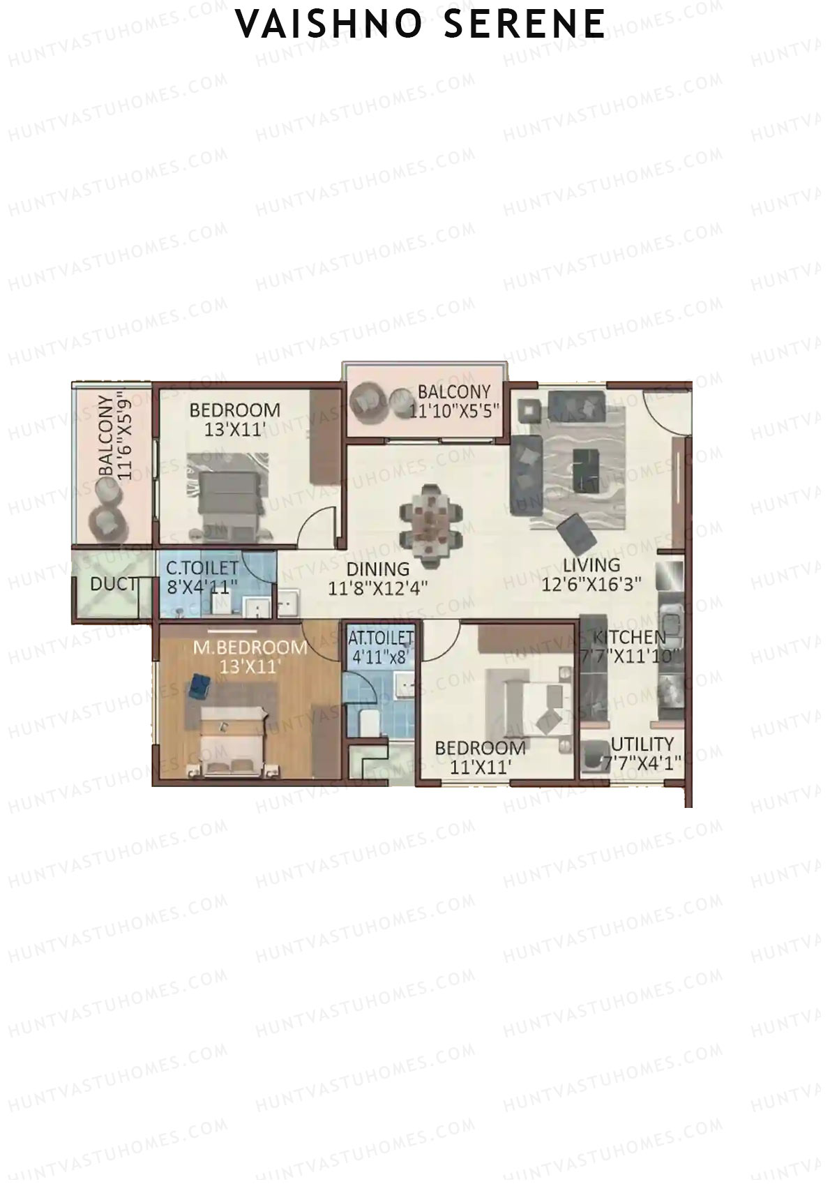 Vaishno Serene Block C Unit 3 Floor Plan