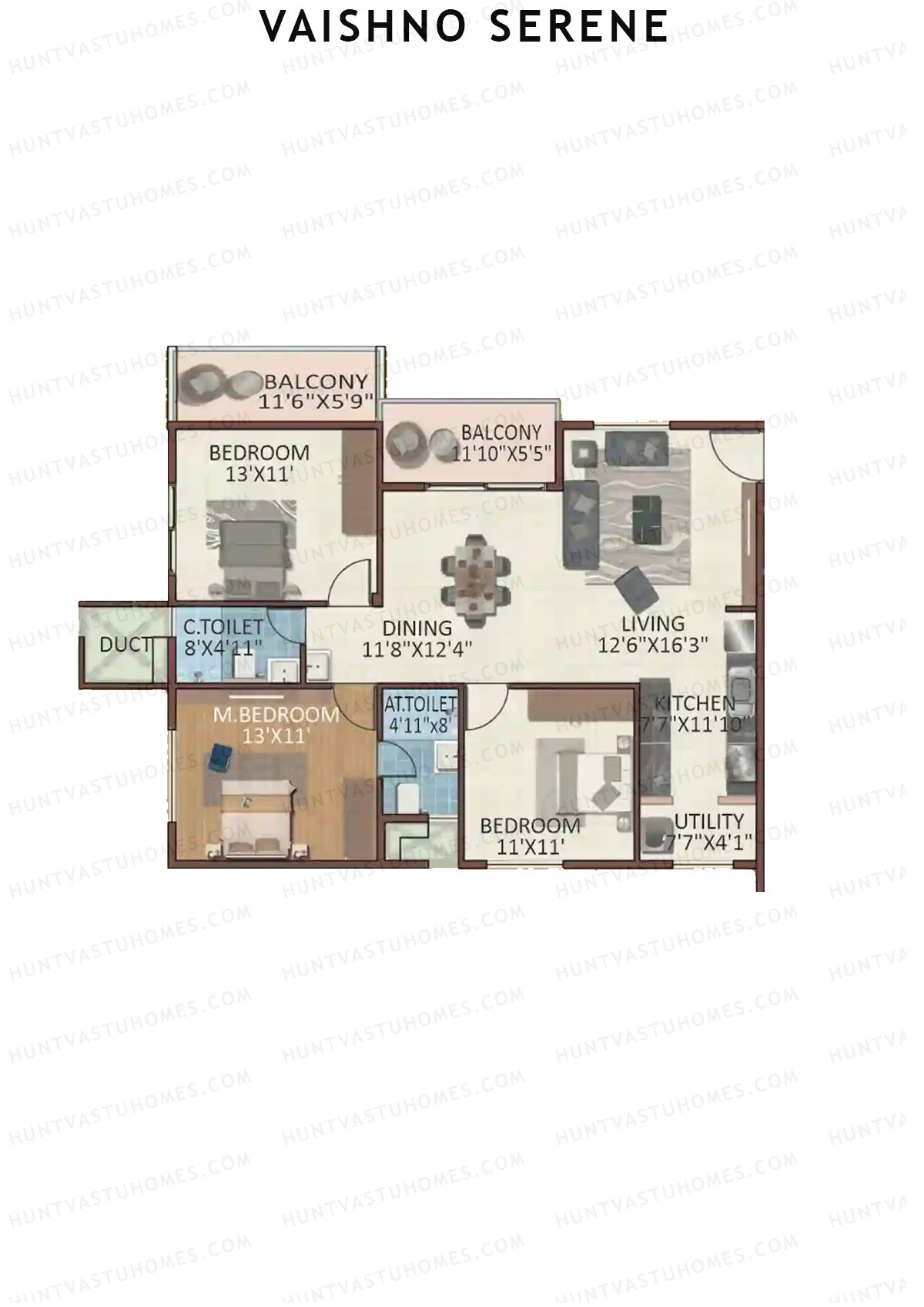 Vaishno Serene Block C Unit 3 Floor Plan
