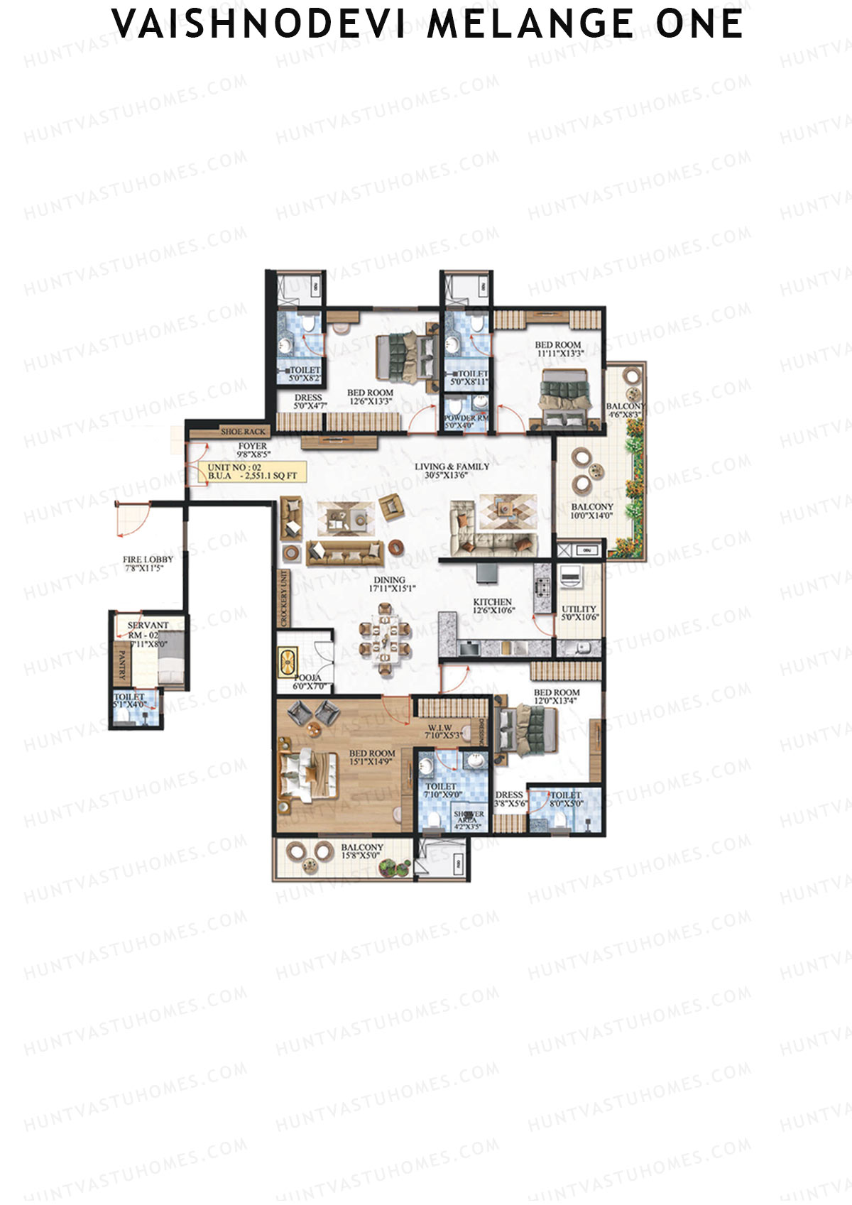 Vaishnodevi Melange One, Melange One, Unit 2, 4BHK, Super Area 3444   sq ft 