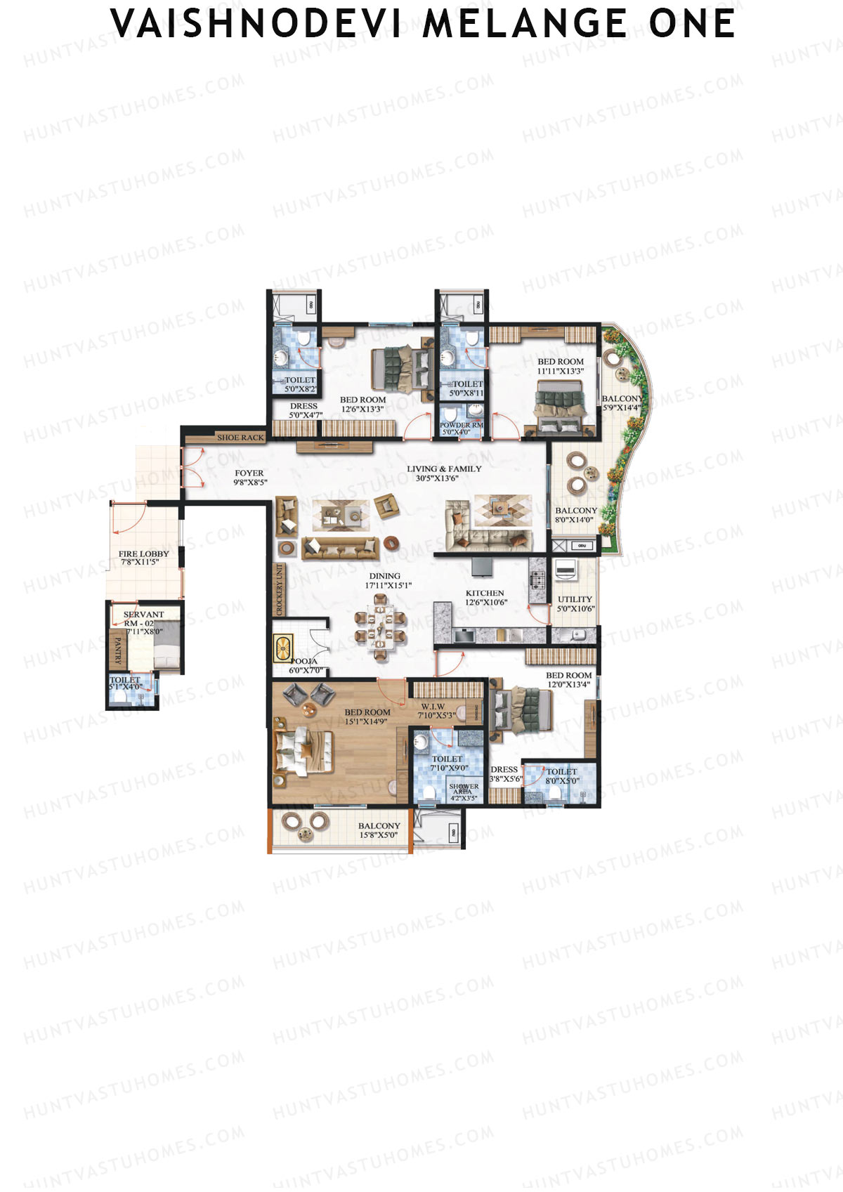 Vaishnodevi Melange One, Melange One, Unit 2, 4BHK, Super Area 3455   sq ft 