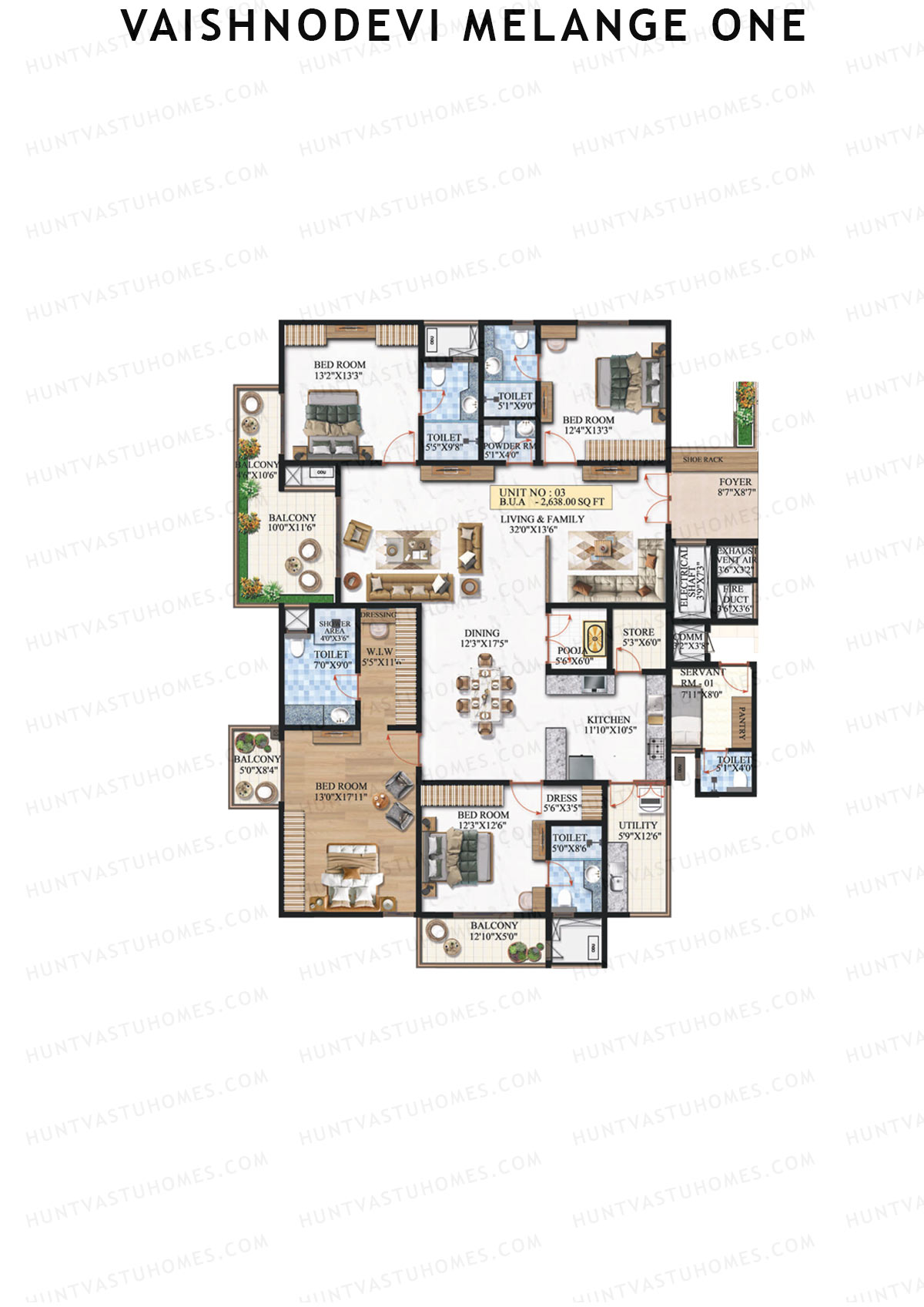 Vaishnodevi Melange One, Melange One, Unit 3, 4BHK, Super Area 3561   sq ft 
