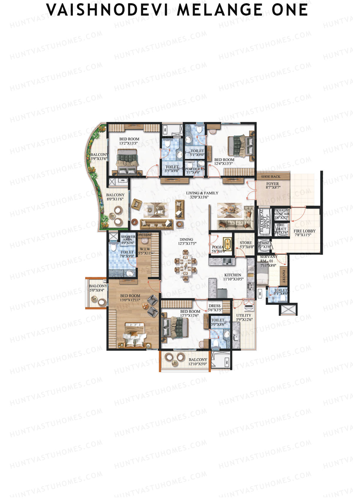 Vaishnodevi Melange One, Melange One, Unit 3, 4BHK, Super Area 3574   sq ft 