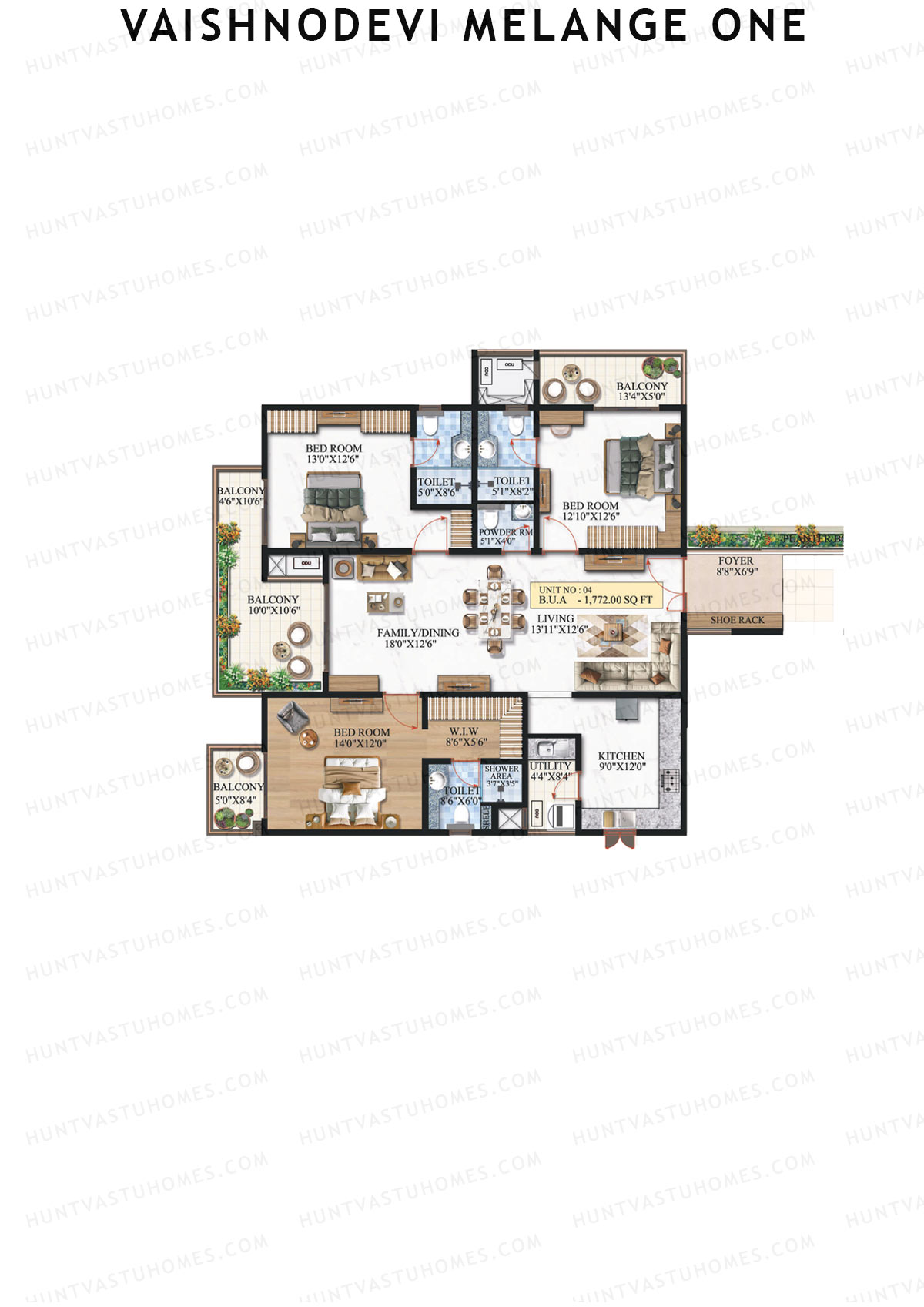 Vaishnodevi Melange One, Melange One, Unit 4, 3BHK, Super Area 2392   sq ft 