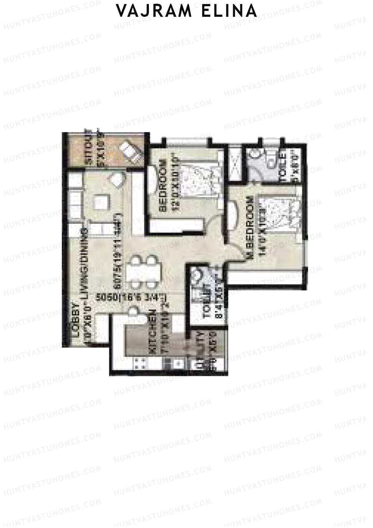 Vajram Elina Tower 1 Unit 7 (Type B4) Floor Plan