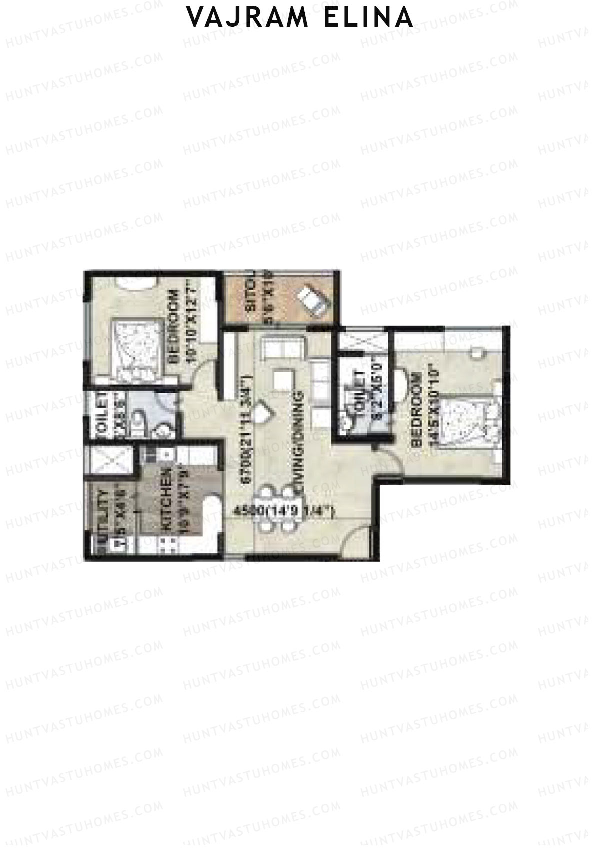 Vajram Elina Tower 1 Unit 8 (Type B3) Floor Plan
