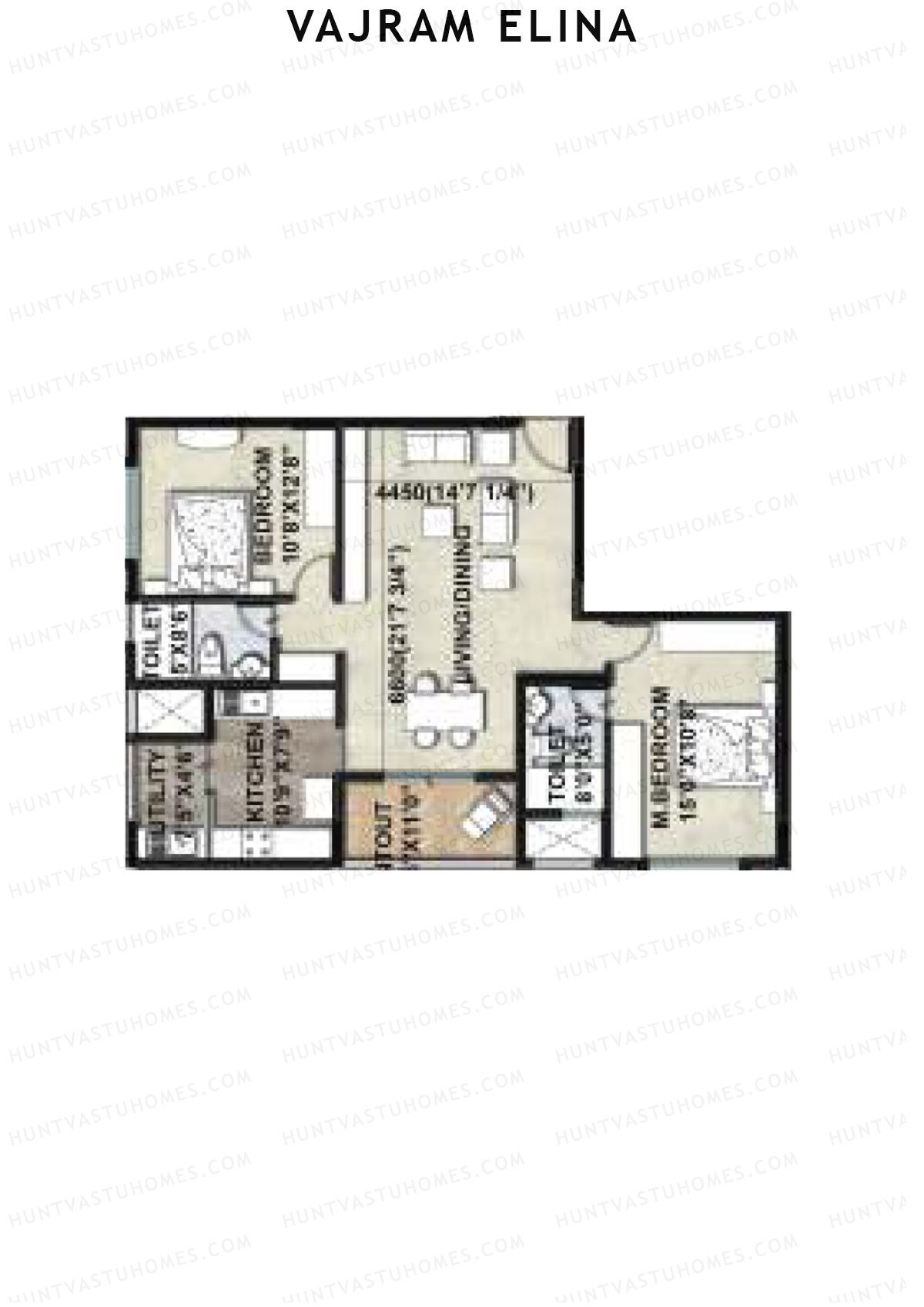 Vajram Elina Tower 1 Unit 9 (Type B2) Floor Plan