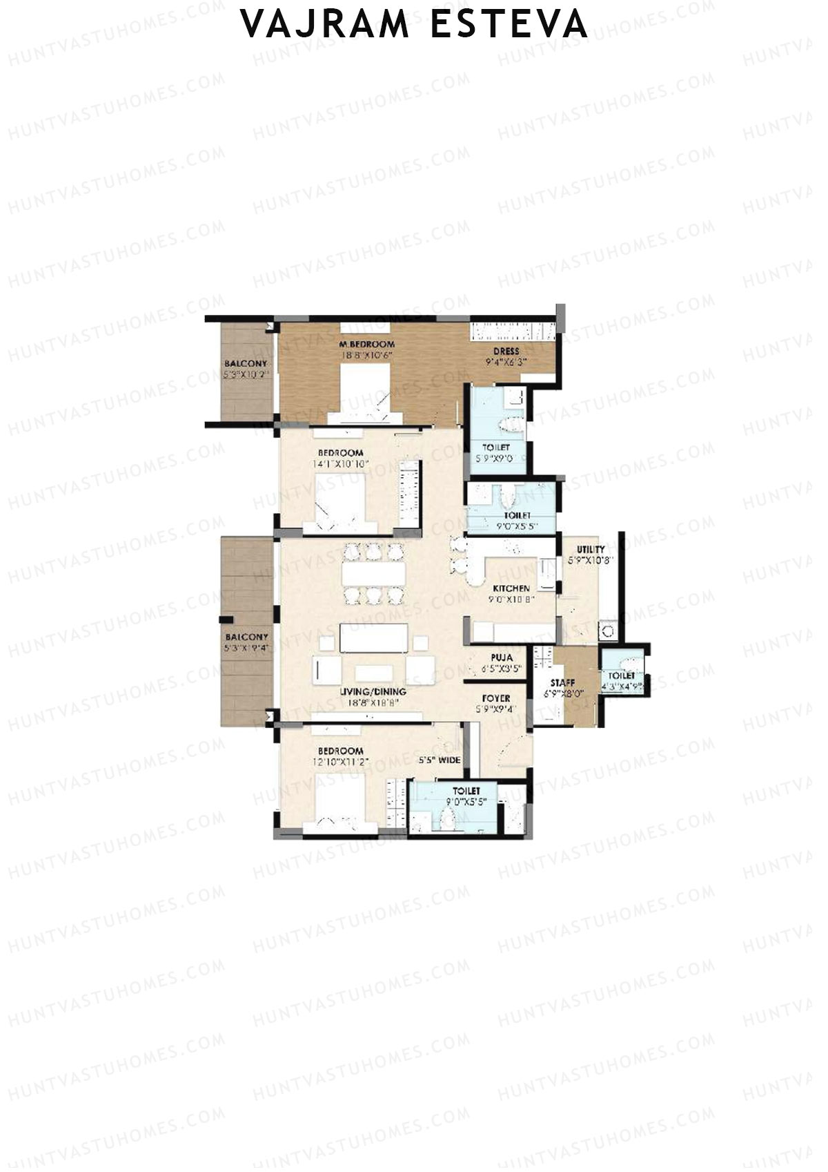 Vajram Esteva Block A Unit A1 Floor Plan
