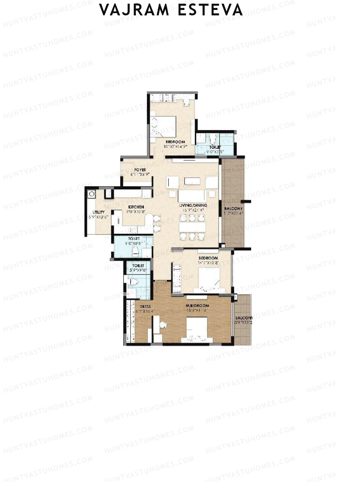Vajram Esteva Block A Unit A3 Floor Plan