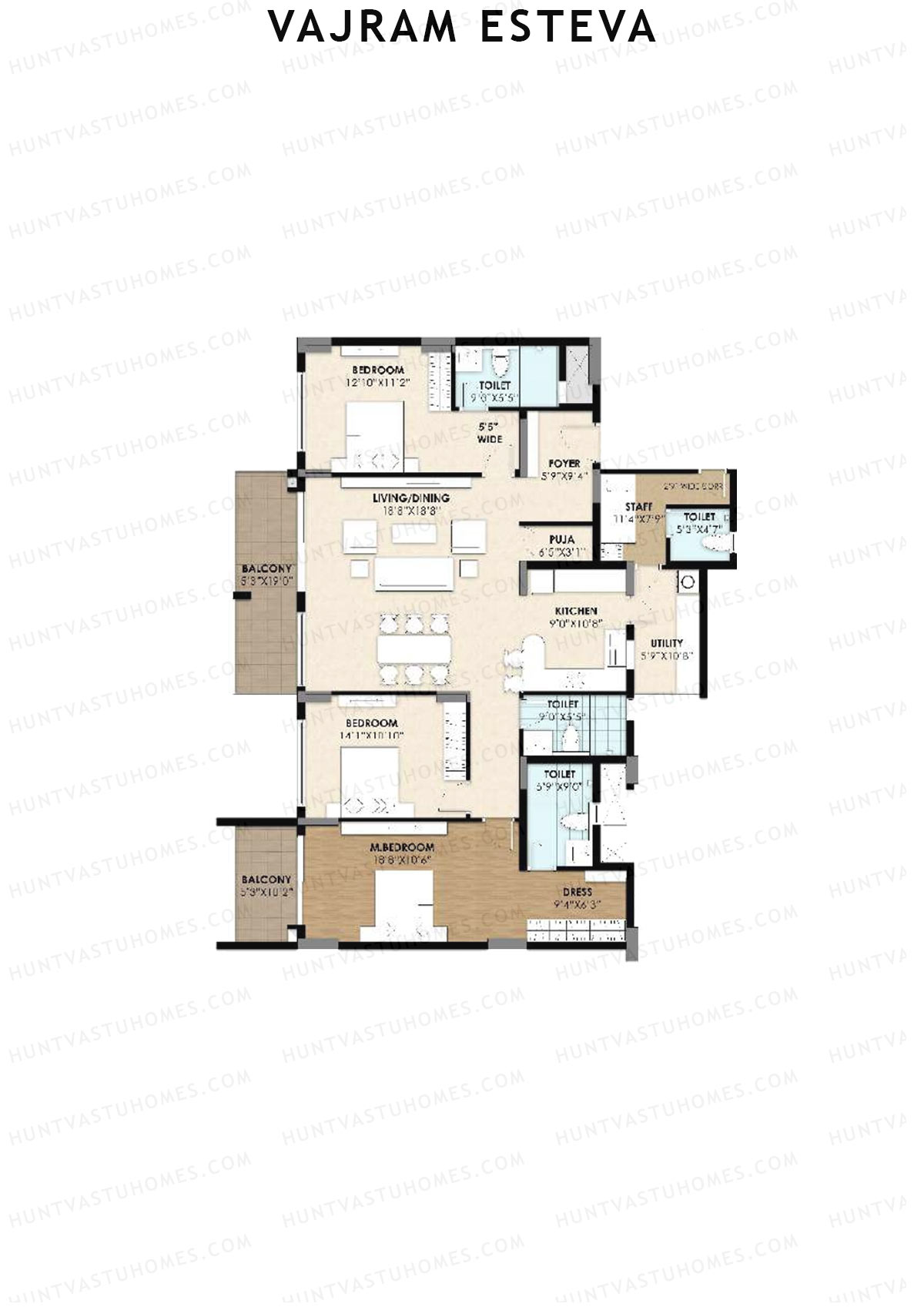 Vajram Esteva Block C Unit C3 Floor Plan