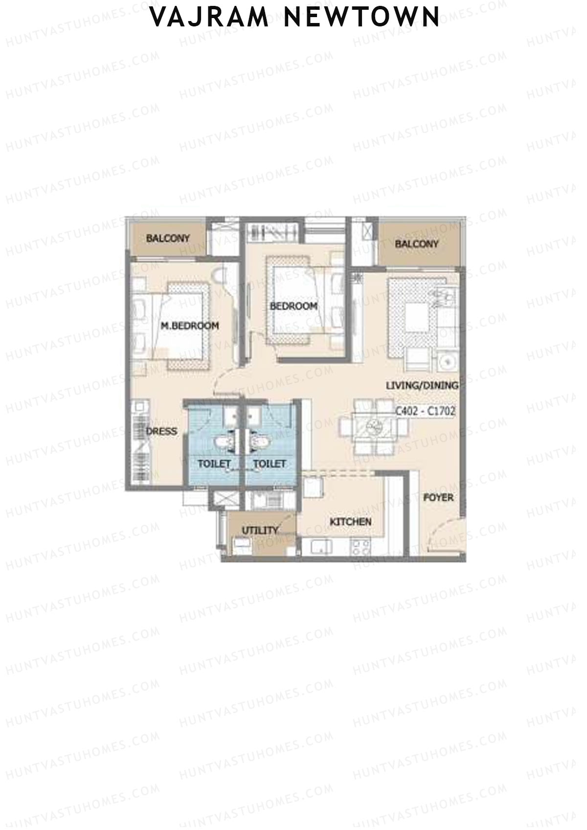Vajram Newtown Tower 1 Unit 1 (Type C2) Floor Plan