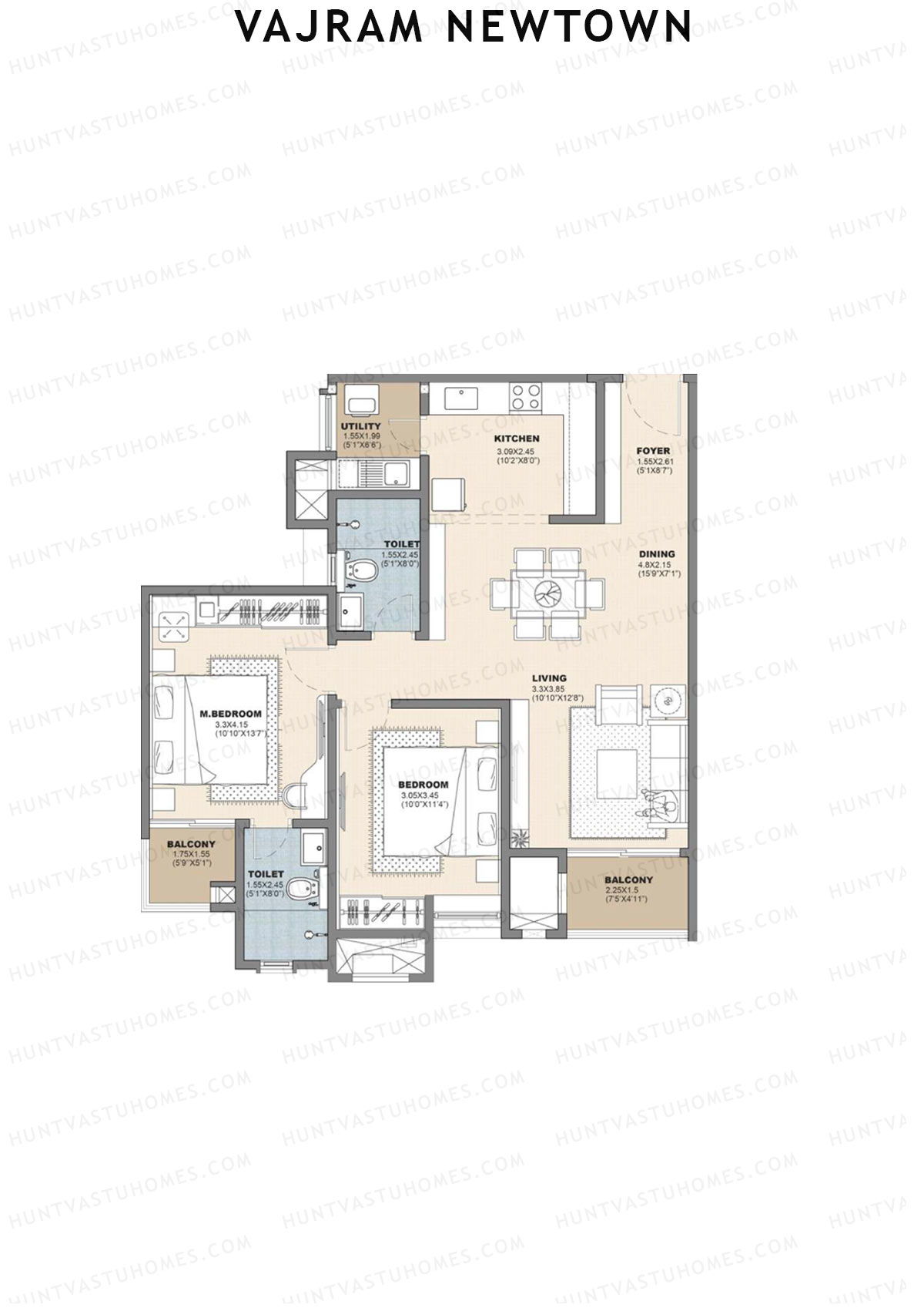 Vajram Newtown Tower 1 Unit 5 (Type B2) Floor Plan