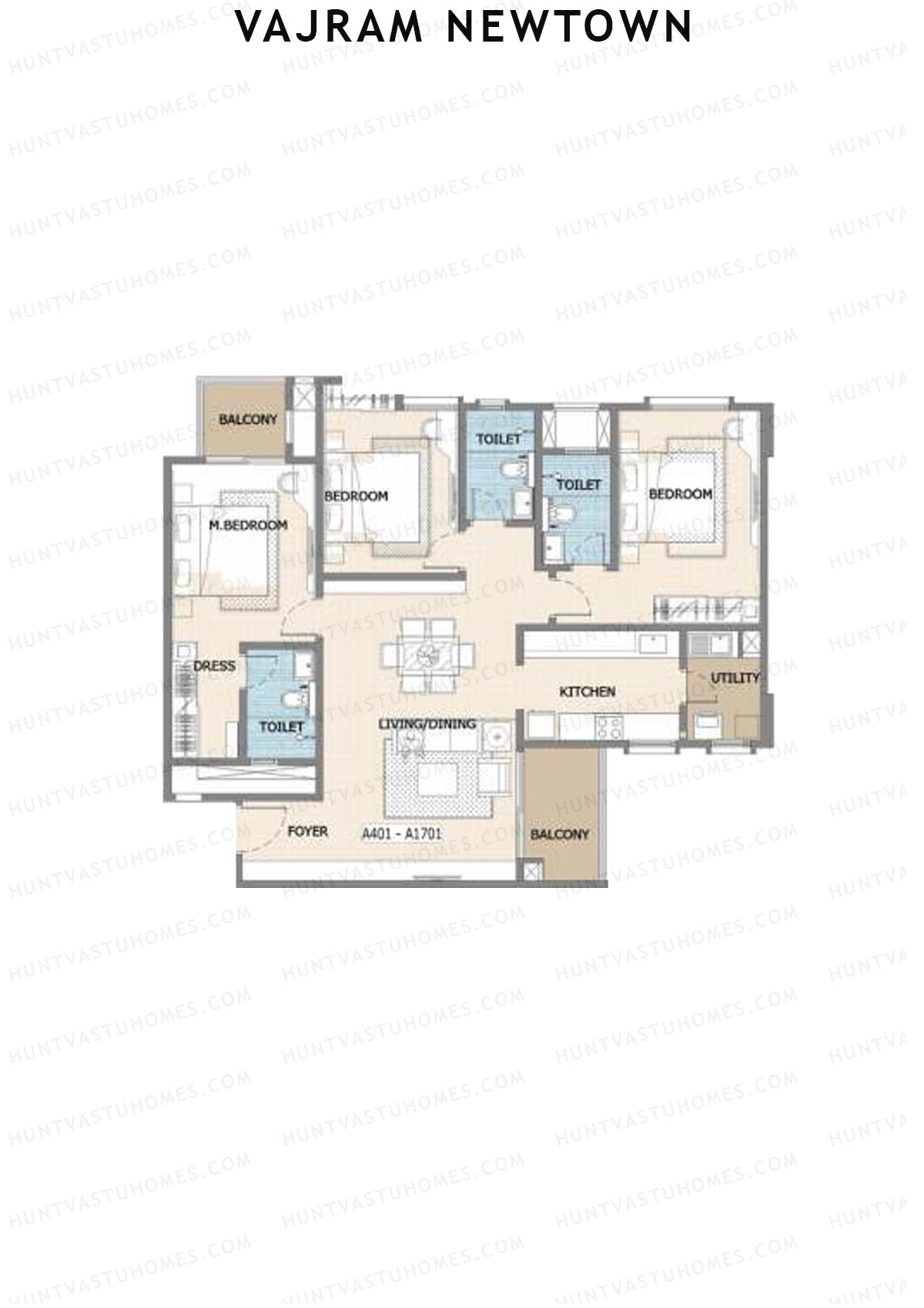 Vajram Newtown Tower 1 Unit 7 (Type A1) Floor Plan