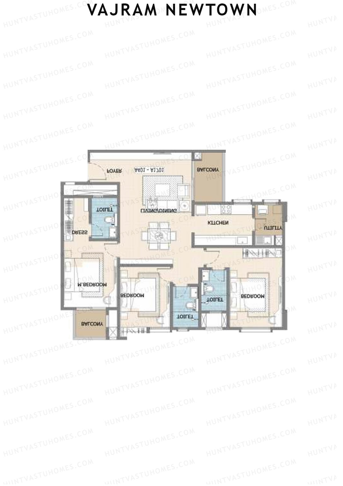 Vajram Newtown Tower 1 Unit 8 (Type A2) Floor Plan