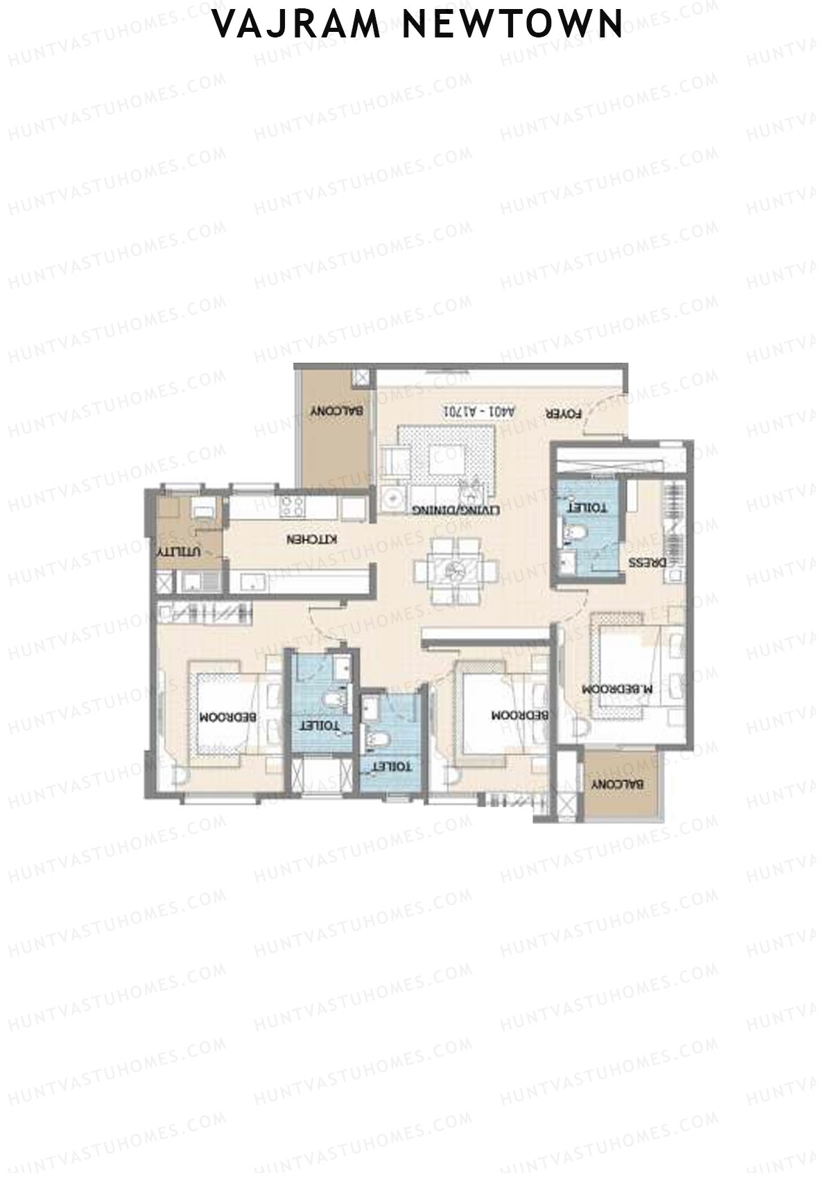 Vajram Newtown Tower 2 Unit 10 (Type A2) Floor Plan