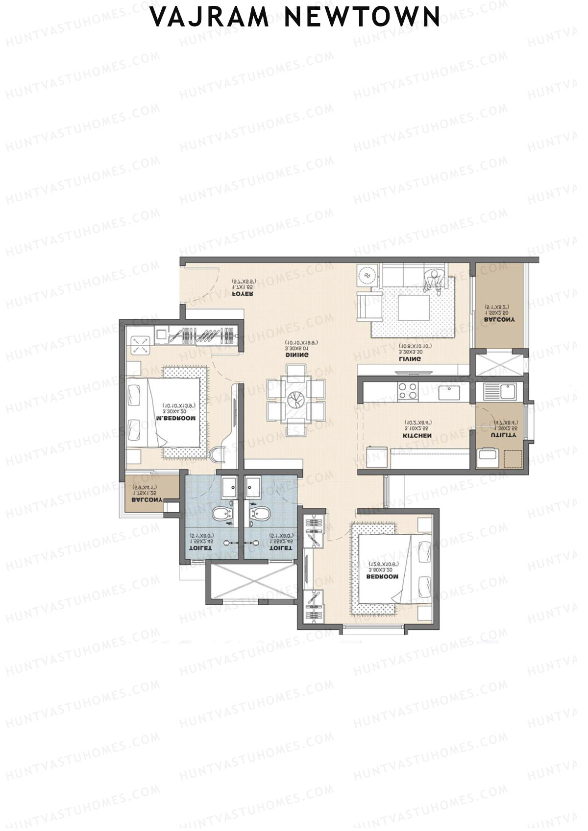 Vajram Newtown Tower 2 Unit 16 (Type C1) Floor Plan