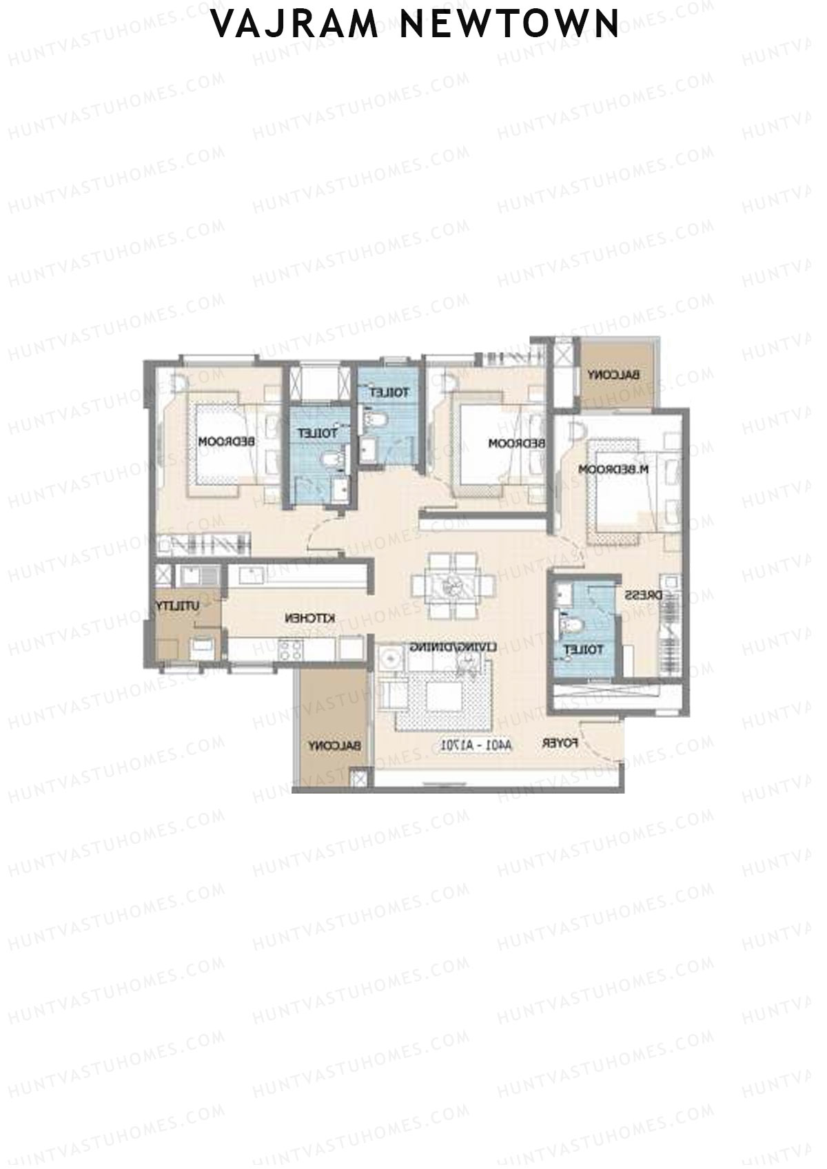 Vajram Newtown Tower 2 Unit 9 (Type A1) Floor Plan