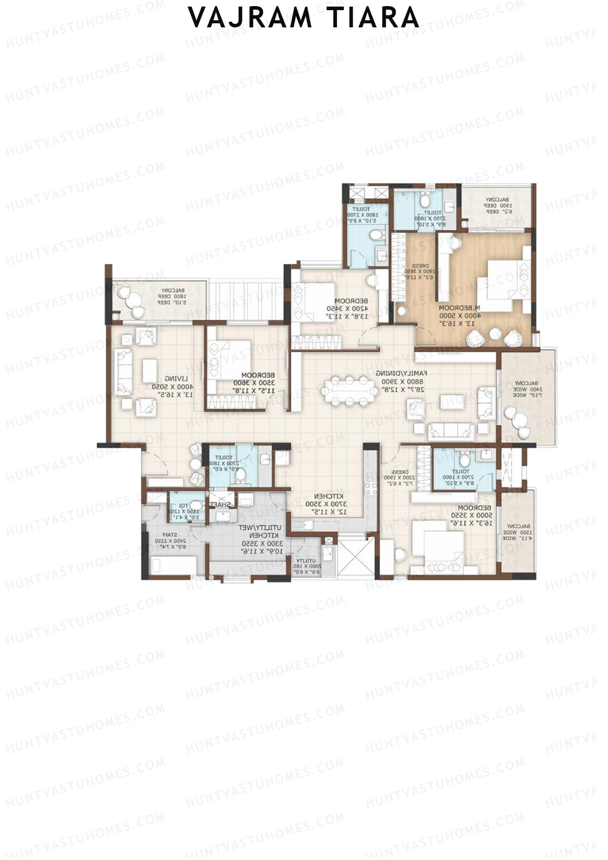 Vajram Tiara Block A Unit 1 (Type DIAMOND) Floor Plan