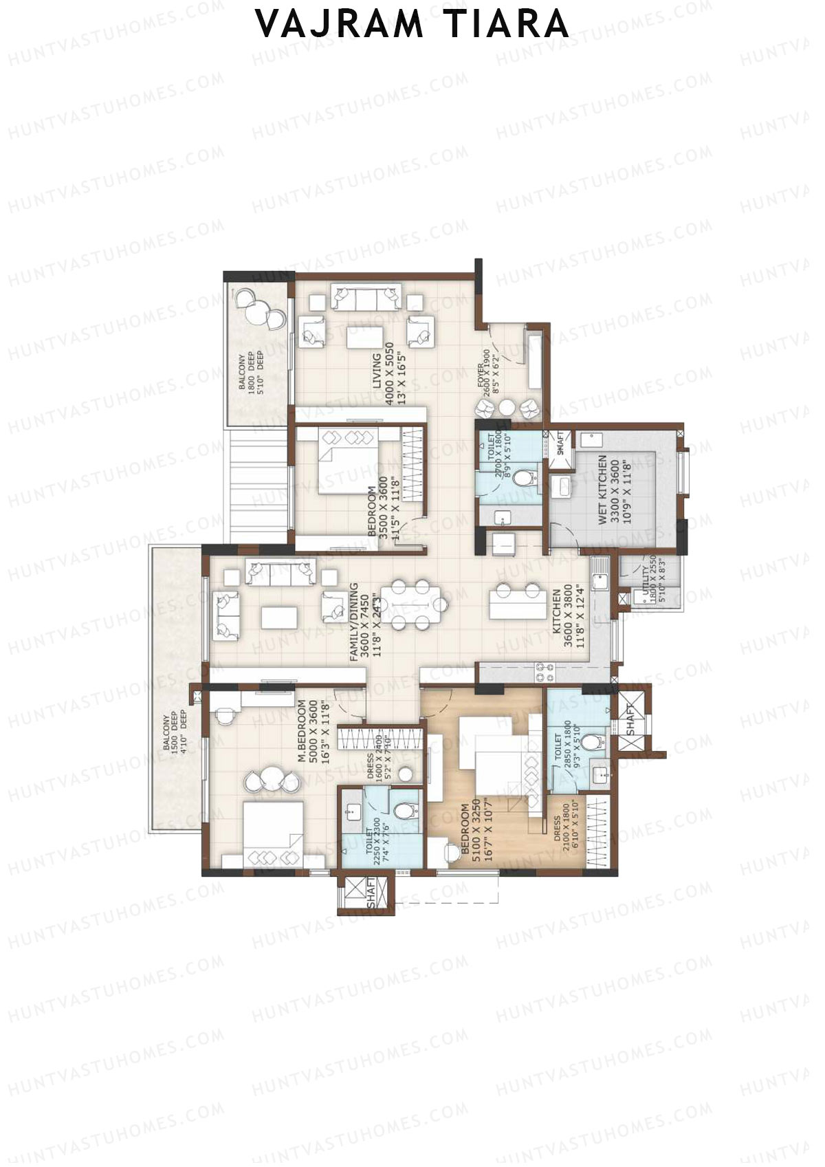 Vajram Tiara Block A Unit 4 (Type EMARALD) Floor Plan
