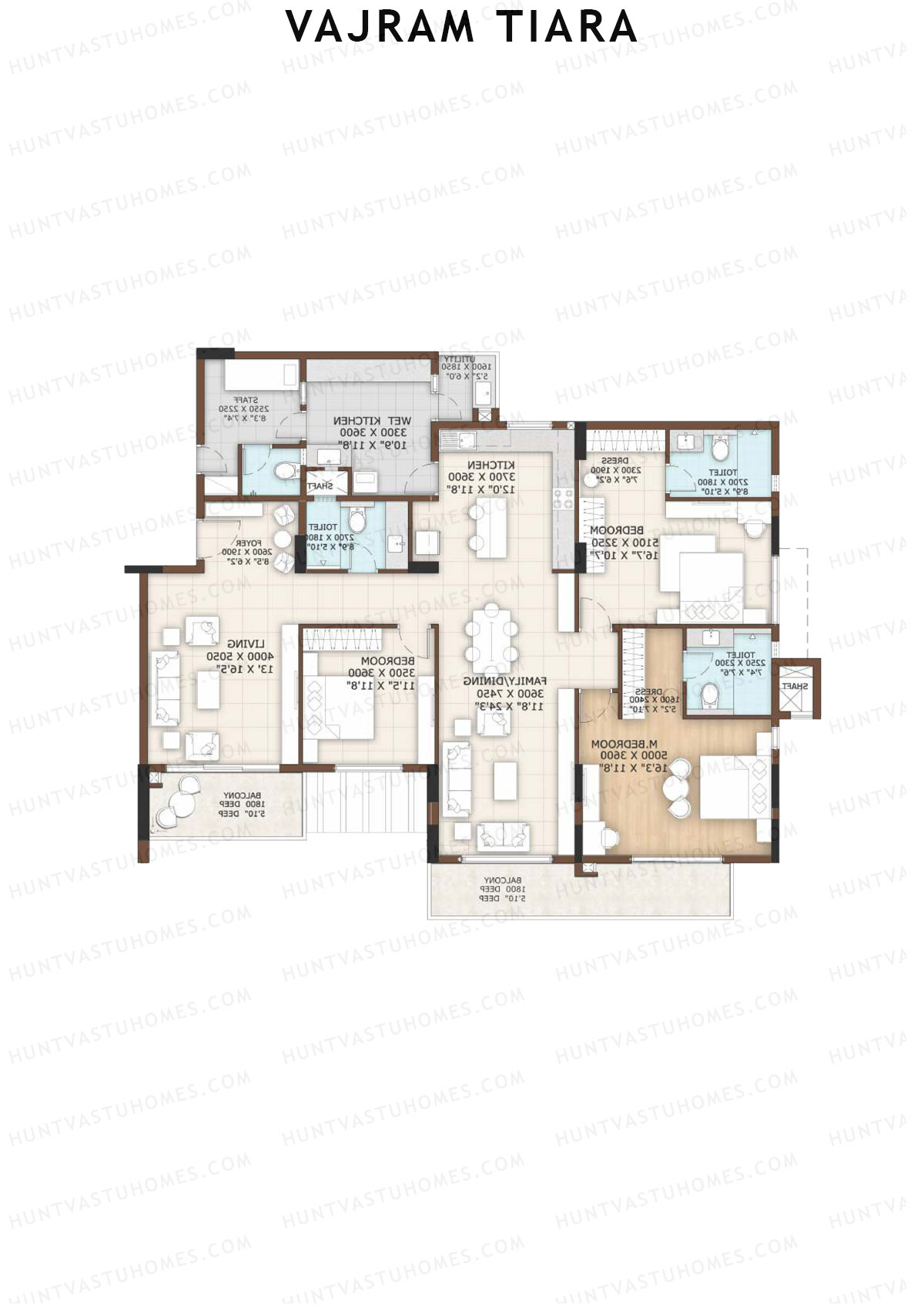 Vajram Tiara Block B Unit 2 (Type RUBY) Floor Plan