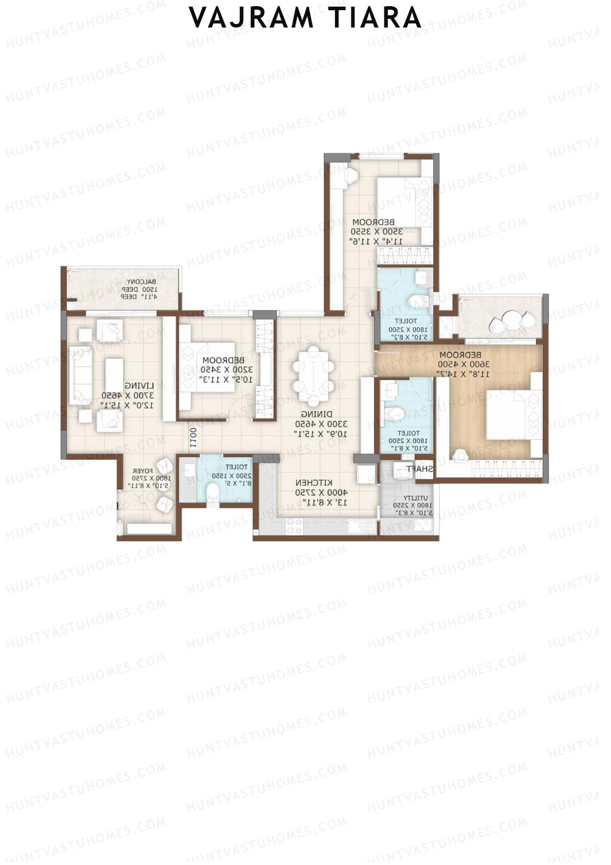 Vajram Tiara Block B Unit 4 (Type SAPPHIRE) Floor Plan