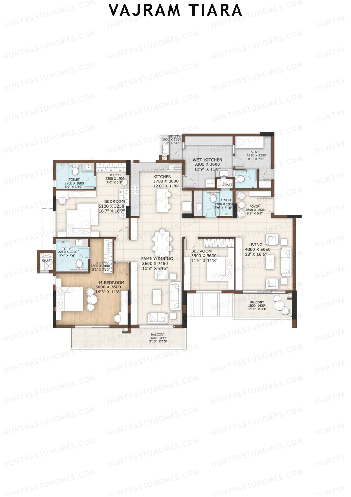 Vajram Tiara Block C Unit 2 (Type RUBY) Floor Plan