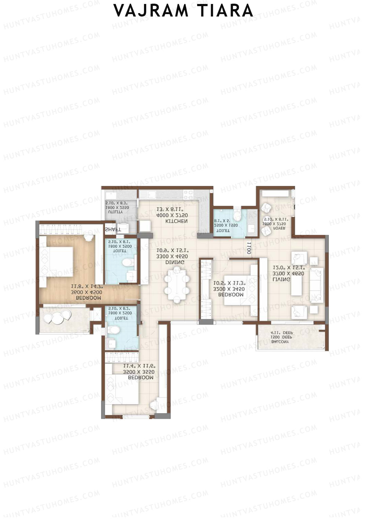 Vajram Tiara Block C Unit 3 (Type SAPPHIRE) Floor Plan