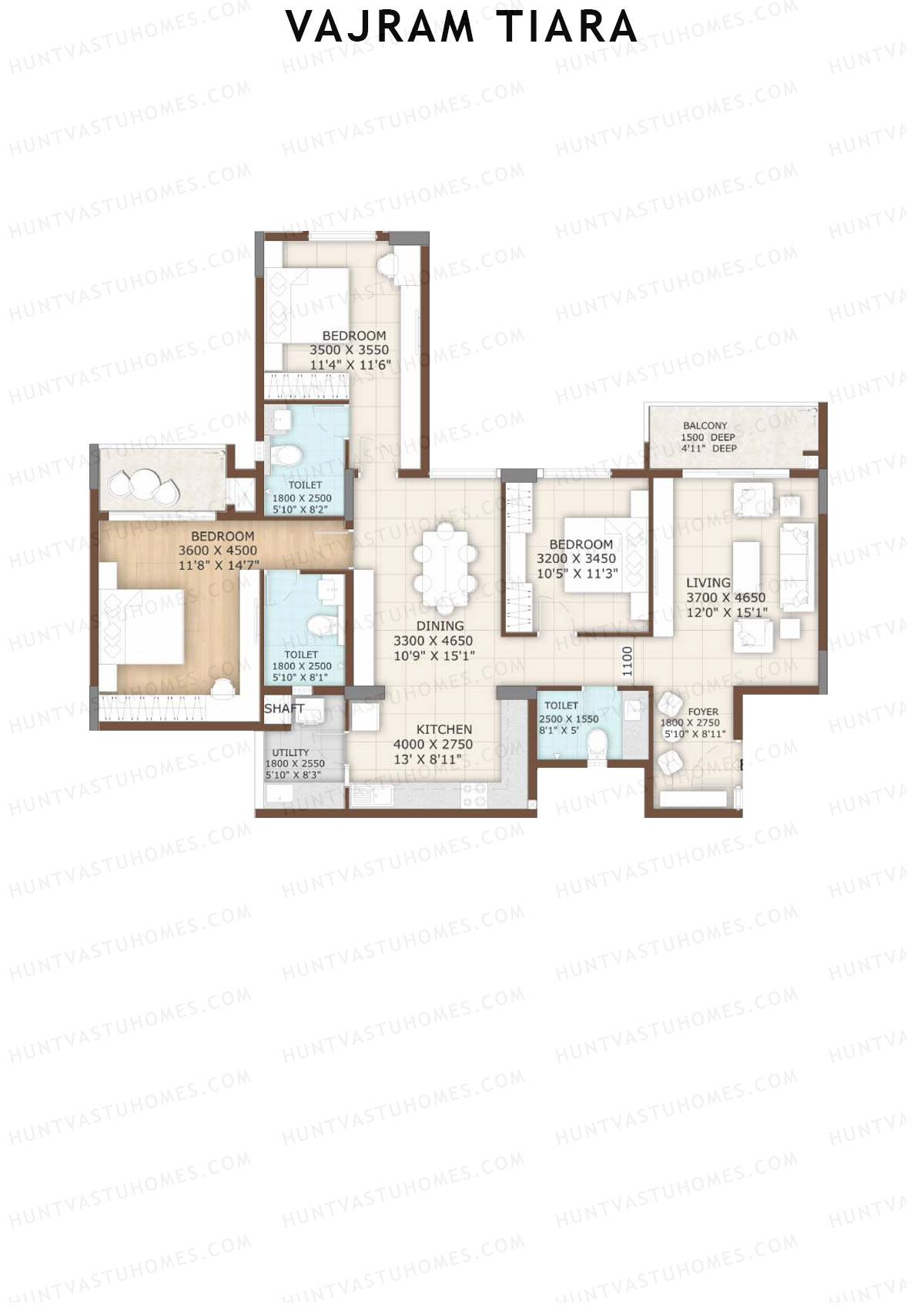 Vajram Tiara Block C Unit 4 (Type SAPPHIRE) Floor Plan