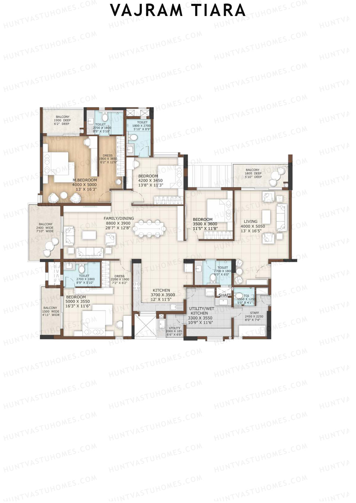 Vajram Tiara Block D Unit 1 (Type DIAMOND) Floor Plan
