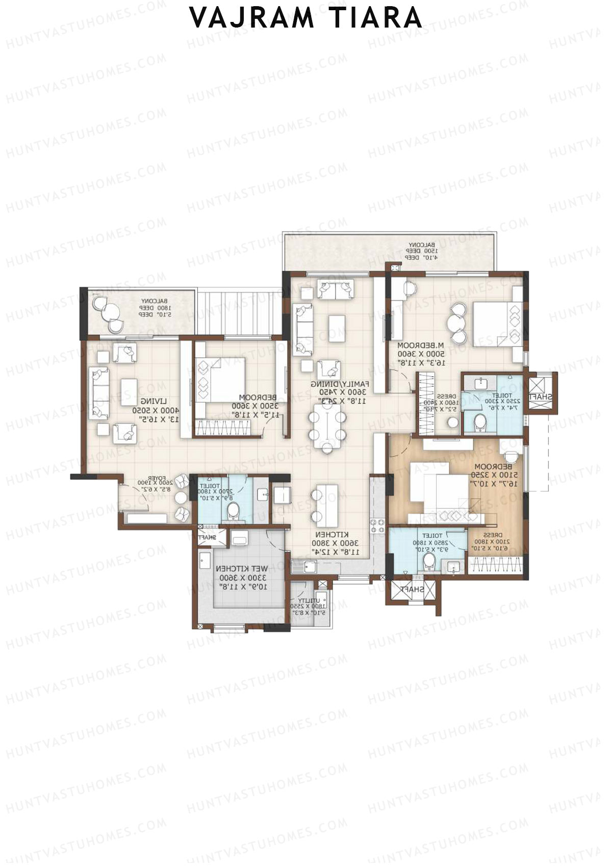 Vajram Tiara Block D Unit 2 (Type EMARALD) Floor Plan