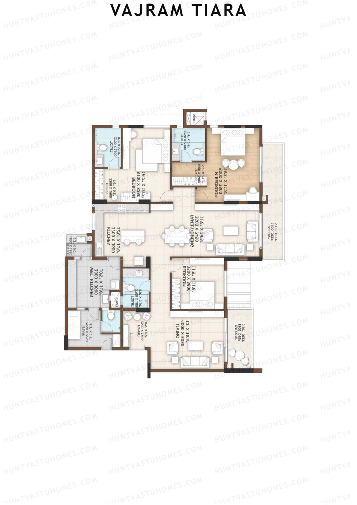 Vajram Tiara Block D Unit 3 (Type RUBY) Floor Plan