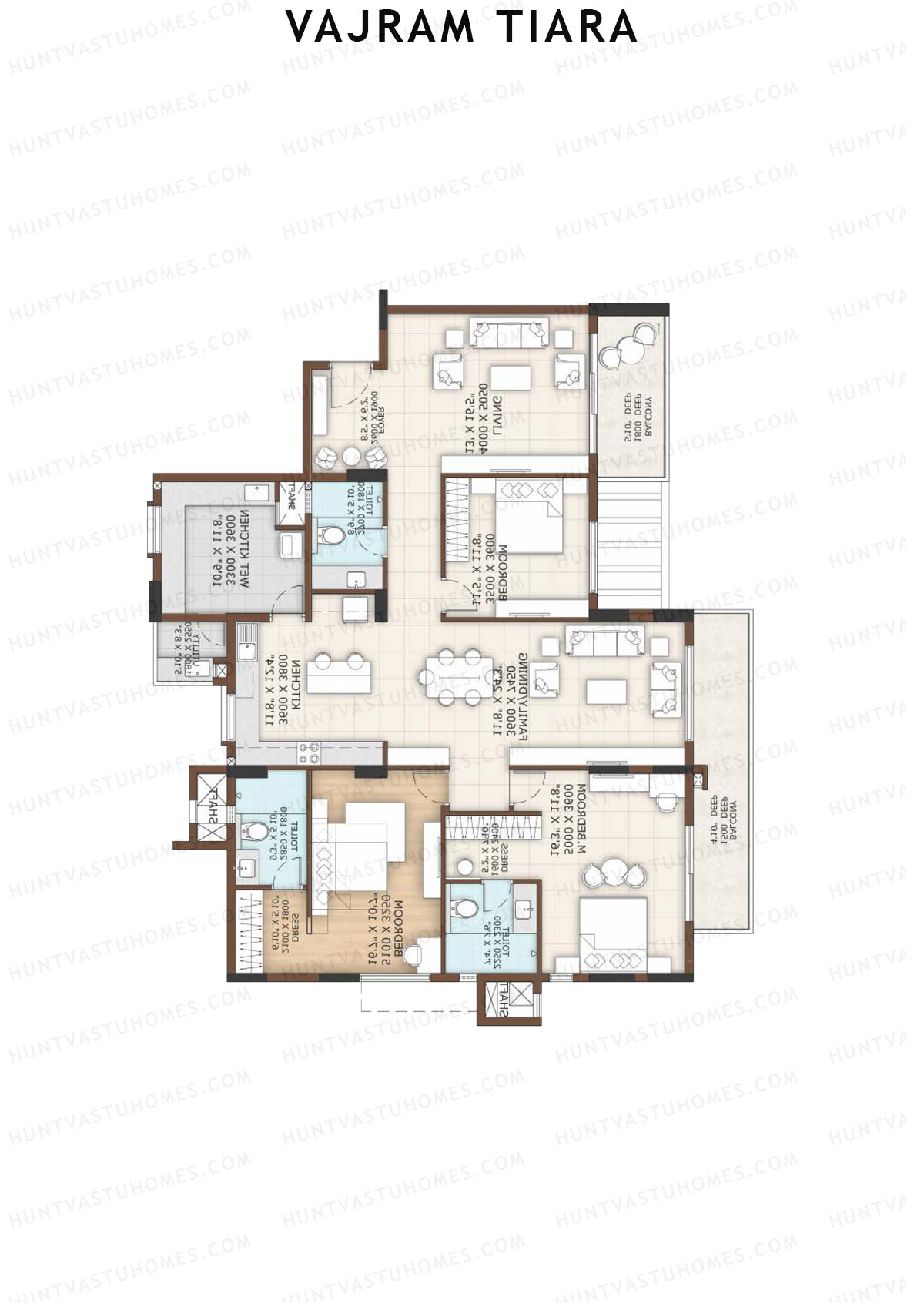 Vajram Tiara Block D Unit 4 (Type EMARALD) Floor Plan