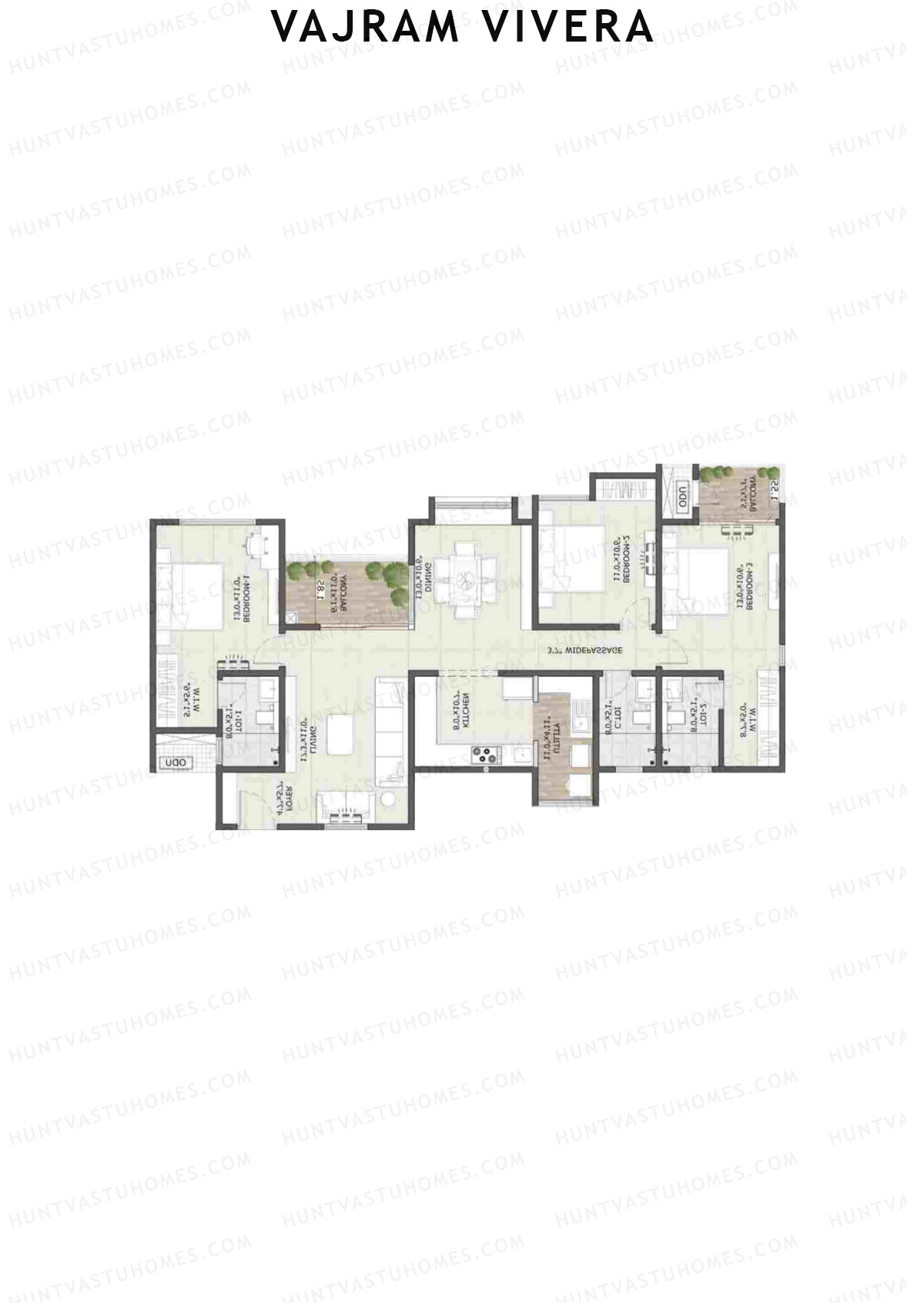 Vajram Vivera 1 Aura Unit 5 (Type C2) Floor Plan