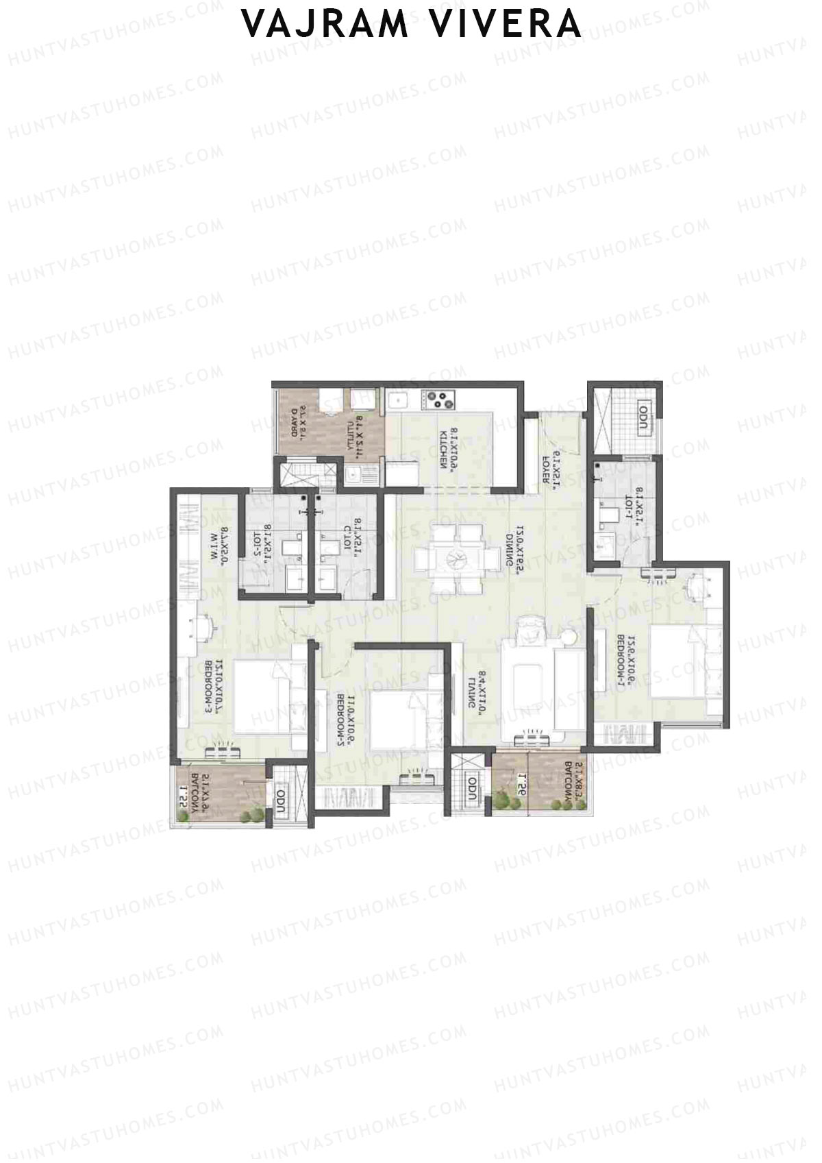 Vajram Vivera 1 Aura Unit 8 (Type B1) Floor Plan