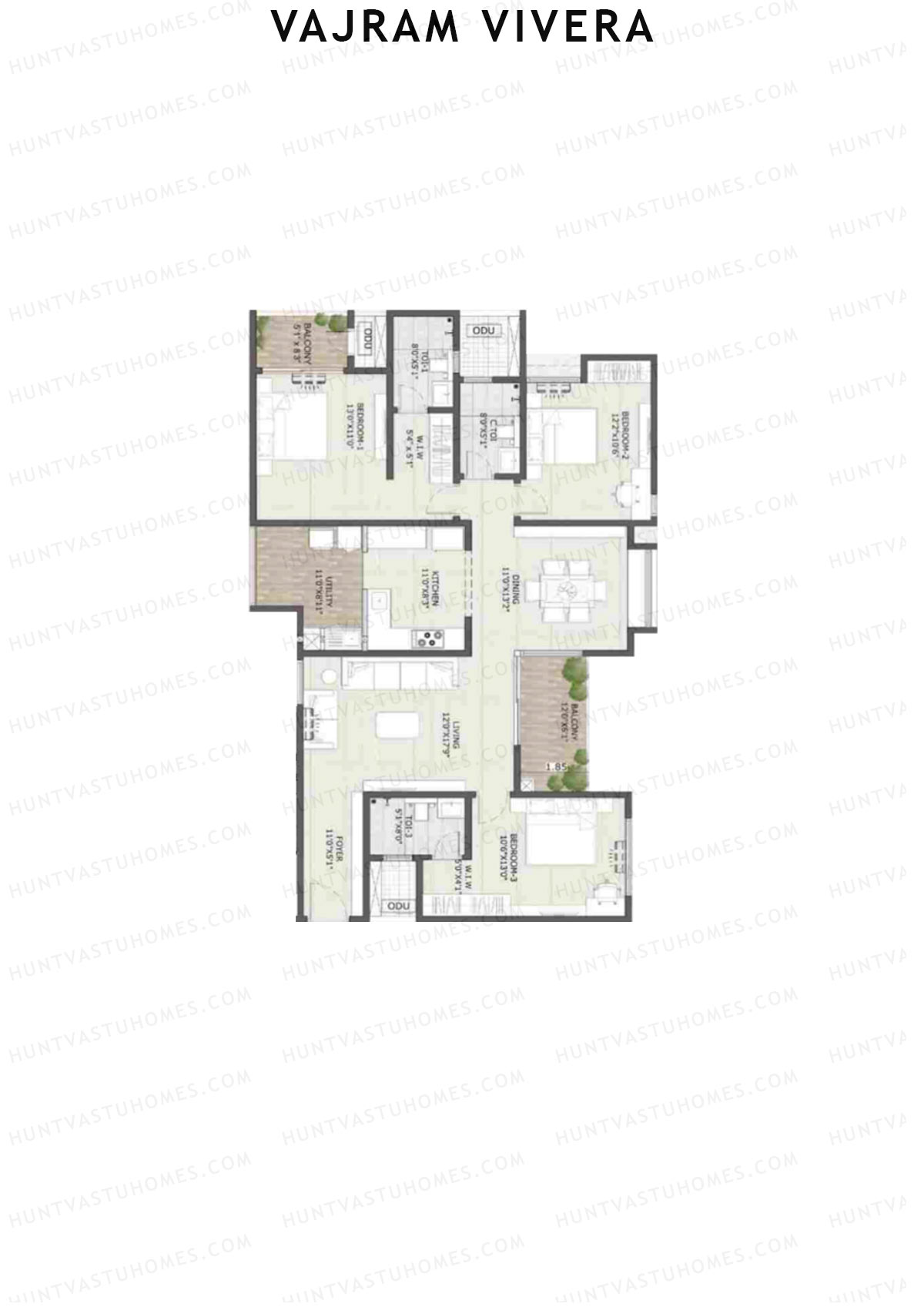 Vajram Vivera 2 Breeze Unit 2 (Type E4) Floor Plan