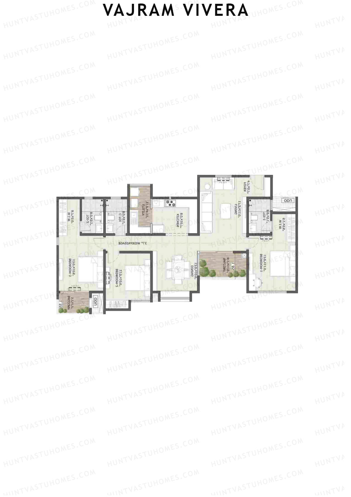 Vajram Vivera 3 Celeste Unit 1 (Type A2) Floor Plan