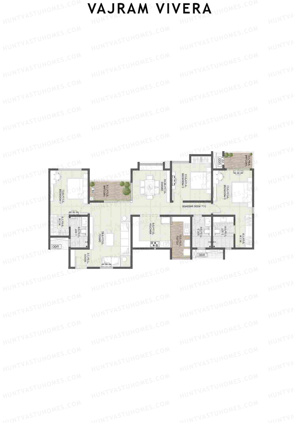 Vajram Vivera 3 Celeste Unit 5 (Type C2) Floor Plan